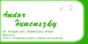 andor humenszky business card